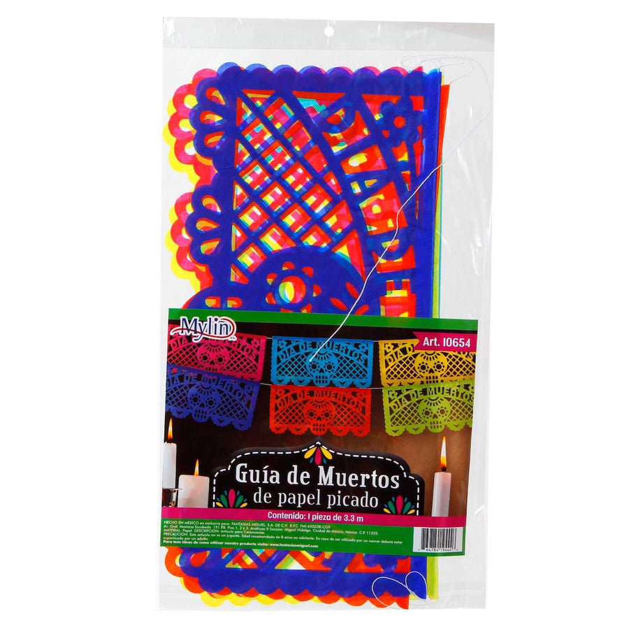 Art.10654 Guía de Papel Picado Muertos 23x47.5cm 3.3m 1pz