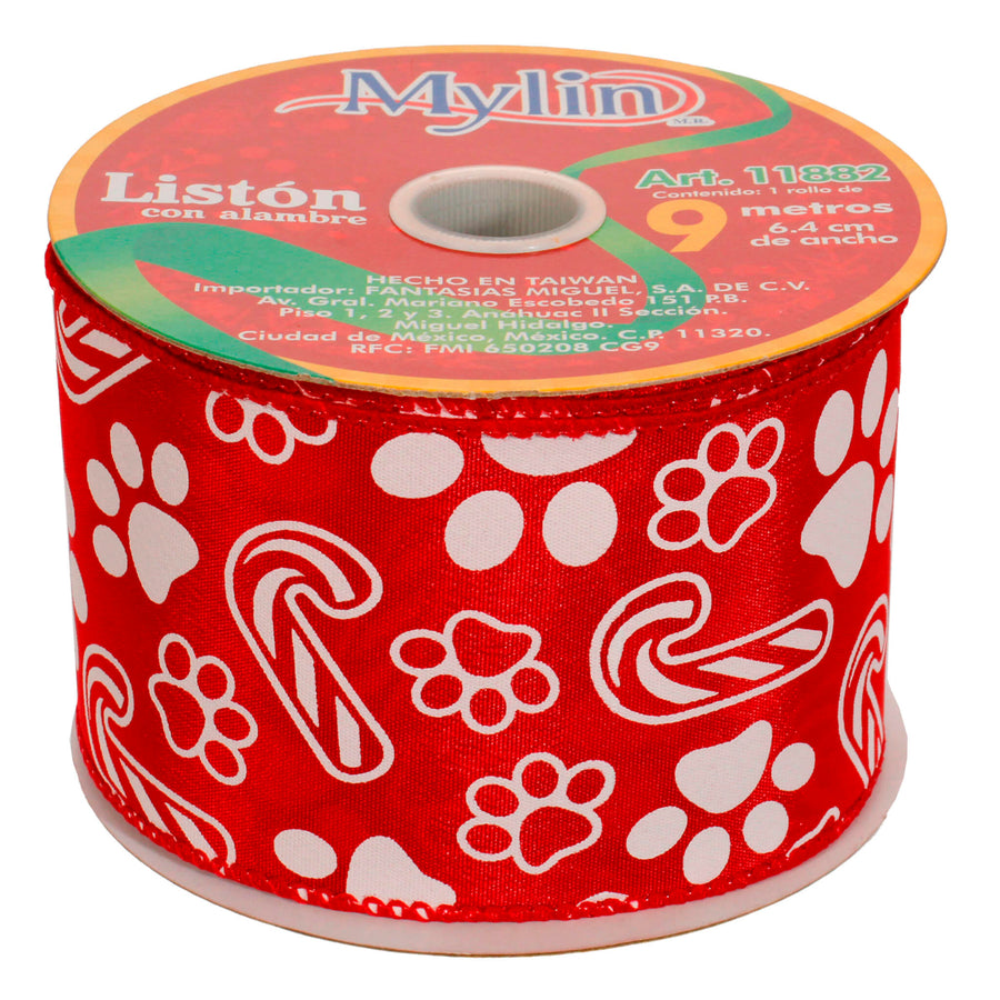 Art.11882 Listón Huellas 6.4cm 9m