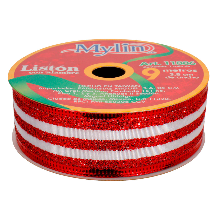 Art.11886 Listón Lineas Navidad 3.8cm 9m