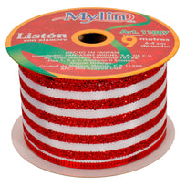Art.11887 Listón Lineas Navidad 6.4cm 9m