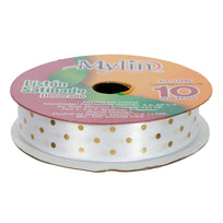 Art.12285 Listón Satín puntos Oro 15mm 10m