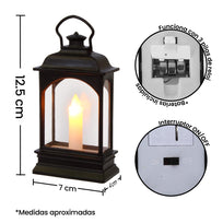 Art.2506 Mini Quinqué De Plástico Con Vela    (Incluye 3 baterías reemplazables) 12.5x7x4cm 1pz