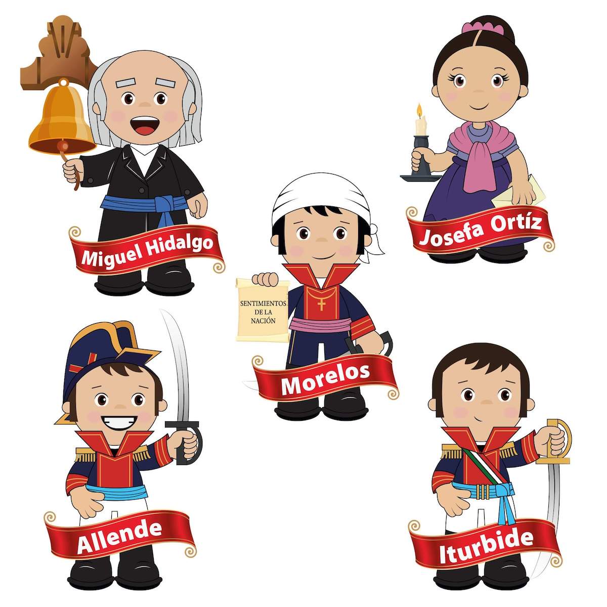 Personajes De Independencia 30x20cm Aprox Fantasias Miguel personajes-de-independencia-30x20cm-aprox-fantasias-miguel