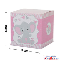 Art.6617 Caja cubo Elefante 5x5cm 4pz
