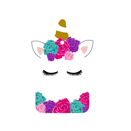 Art.6952 Etiqueta Unicornio con flores