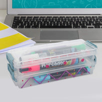 Art.7044 Cajas Apilables De Plástico Con Broche En Los Lados 6.5x20.5x8.5cm 2pz