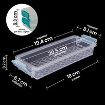Art.7044 Cajas Apilables De Plástico Con Broche En Los Lados 6.5x20.5x8.5cm 2pz