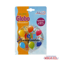 Art.8425 Globo Impreso Feliz Cumpleaños 46cm 1pz