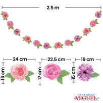 Art.8489 Banderín Flores x12 16cm 3m 1pz
