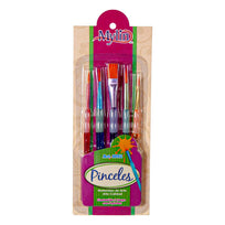 Art.8892 Juego Pinceles Agarradera Plástico Surtido 5pz