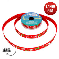 Art.9196 Listón Popotillo Impreso Navidad 1.6cm 5m