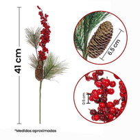Art.9851 Vara Piña/Cerezas/Pino Diamantado 41cm 1pz