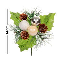 Art.9857 Pick Esferas Plata/Blanco 14cm 1pz