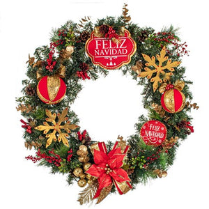 Corona Para Puerta Feliz Navidad Copos