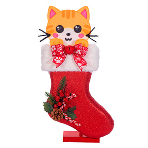 Bota Navideña Con Gatito