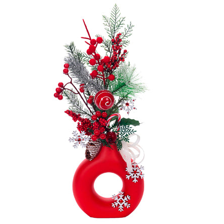 Florero Navideño Copos Blancos