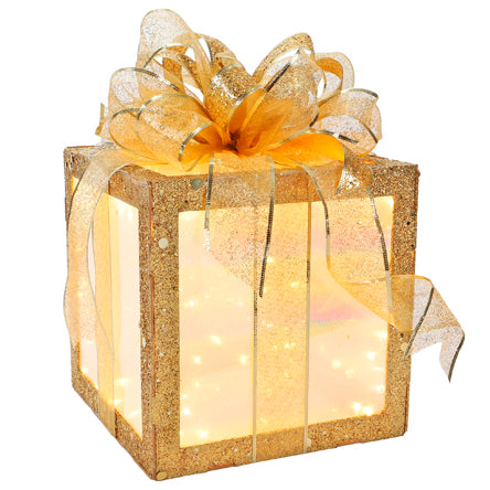 Regalo Con Luces Oro