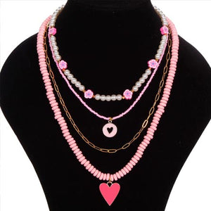 Collar Con Corazones Rosas