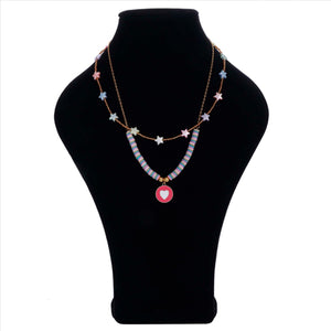 Collar Con Cuentas Estrellas Y Corazón