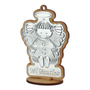 Art.4527 Ángel Mi Bautizo Repujado Madera
