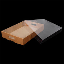 Art.6309 Charola Kraft Grande Con Tapa De PVC 6.5x35.5x24cm 2pz