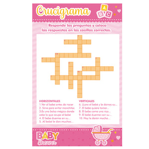 Art.7581 Juego Baby Shower Niña Crucigrama