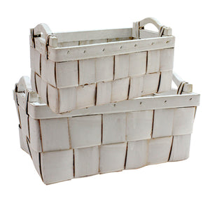 Art.8326 Canasta Rectangular Madera Con Asa Juego