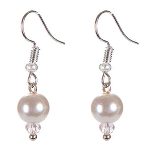 Aretes De Perla Y Rondel Rosas
