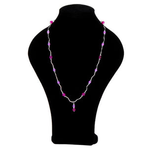 Collar Largo Ondulado De Cuentas Moradas