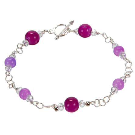 Pulsera De Cuentas Moradas Con Cristales