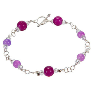 Pulsera De Cuentas Moradas Con Cristales