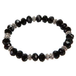 Pulsera De Rondeles Negros Con Cuenta De Metal