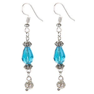 Aretes Con Cristal Gota Agua Y Bola De Filigrana