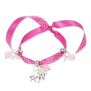 Pulsera De Listón Con Dijes De Unicornio