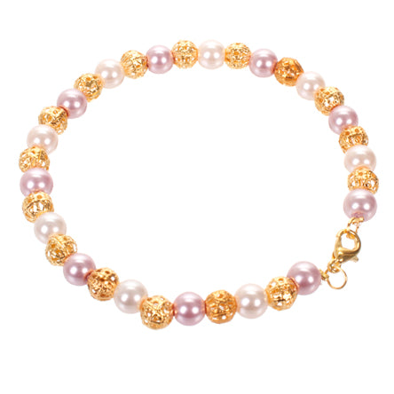 Pulsera Con Perla Y Filigrana Oro