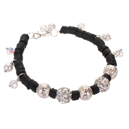 Pulsera Con Cuenta Plastica Negra