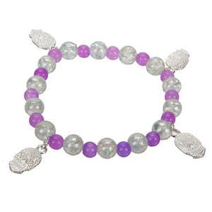 Pulsera De Cuentas Lilas Con Dije De Calavera