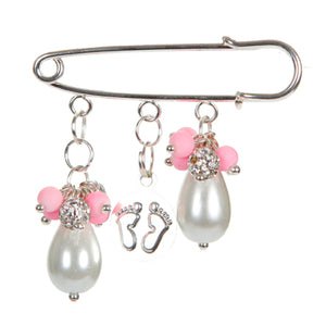 Distintivo Con Perla Gota Y Dije De Piecitos Plata