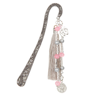 Separador De Libros Plata Con Perlas Y Borla