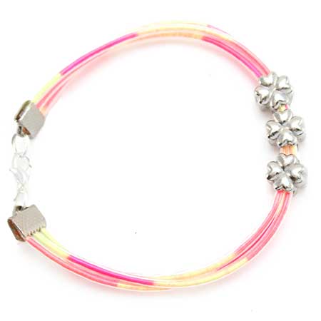 Pulsera Rosa-Marfil Con Cuenta Flor