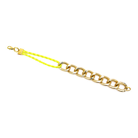 Pulsera Con Cadena Y Cordón Trenzado Amarillo