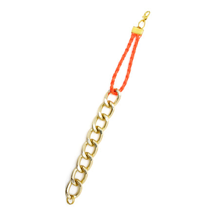 Pulsera Con Cadena Y Cordón Trenzado Naranja