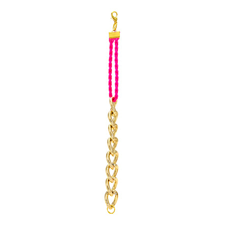 Pulsera Con Cadena Y Cordón Trenzado Rosa