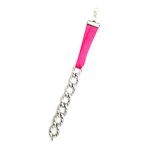 Pulsera Con Cadena Y Listón Popotillo Rosa