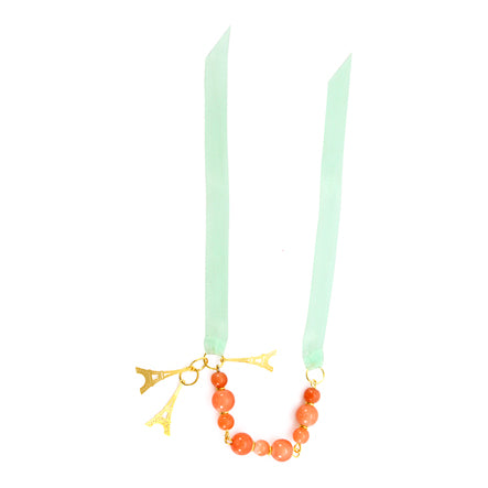 Pulsera Coral Con Torre Eiffel