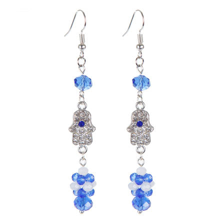 Aretes Mano De La Suerte Y Rondel Zafiro