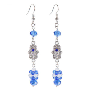 Aretes Mano De La Suerte Y Rondel Zafiro