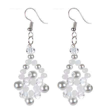 Aretes Blancos Con Rondeles Y Perlas