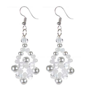 Aretes Blancos Con Rondeles Y Perlas