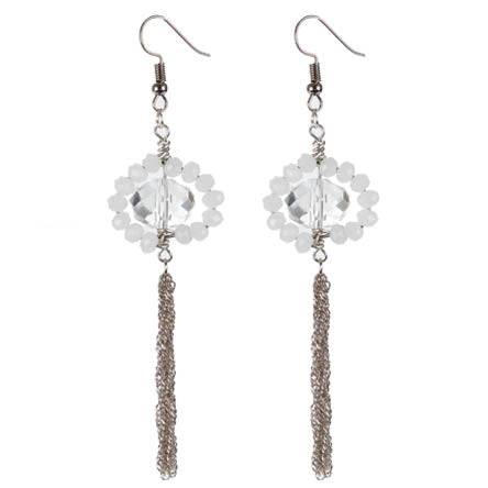 Aretes Con Cristales Y Cadena
